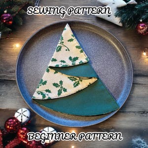 Christmas Tree Napkin PDF Tutorial | Christmas Placemats Pattern | Beginner Sewing Pattern | Fast and Easy Sewing Pattern | Round Placemats