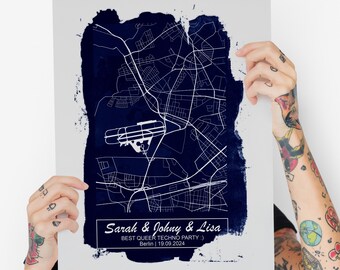 Blue Cyanotype Berlin City Map Personalised Print Sunprint
