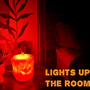 Jack O&#39; Lantern Night Light, Halloween Pumpkin Lamp, Glow-in-the-Dark PLA + Resin Coat Goofy Horror Decor for Fall, Bulb Included