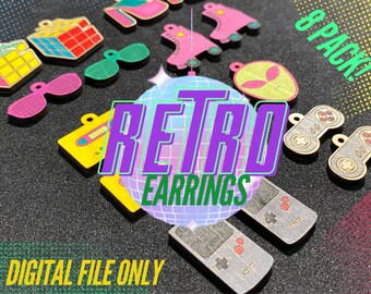 Retro Earrings Digital File / 90s Laser Cut Earrings / Laser Cut Files / Digital Downloads / DXF / SVG / Ai / Lightburn / Retro Files /