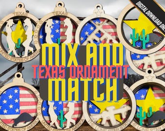 Texas Ornament / Mix And Match / Laser Cut Ornament / Digital File / Lone Star State / DXF / SVG / Ai / lightburn