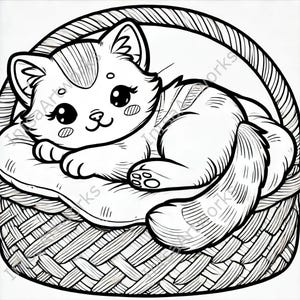 Cute Kitten Coloring Pages - 10 Printable Designs (PDF & PNG) image 2