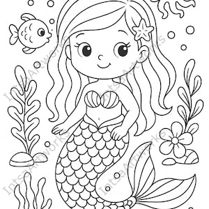 Magical Mermaids and Ocean Friends Coloring Pages – 10-page Printable ...