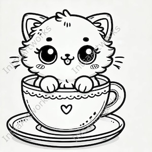 Cute Kitten Coloring Pages - 10 Printable Designs (PDF & PNG) image 5