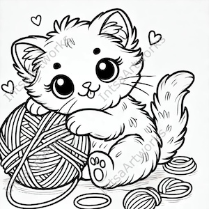 かわいい子猫の塗り絵 10 枚 – 子供と猫好きにぴったり