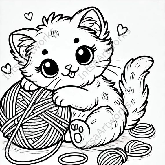 Cute Kitten Coloring Pages - 10 Printable Designs (PDF & PNG)