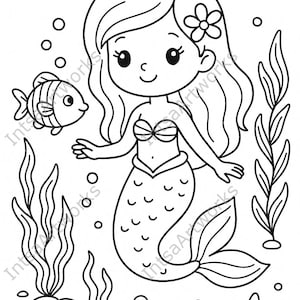 Magical Mermaids and Ocean Friends Coloring Pages – 10-page Printable ...