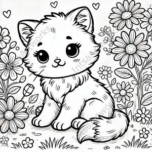 Cute Kitten Coloring Pages - 10 Printable Designs (PDF & PNG) image 7
