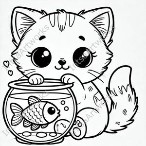 Cute Kitten Coloring Pages - 10 Printable Designs (PDF & PNG) image 4