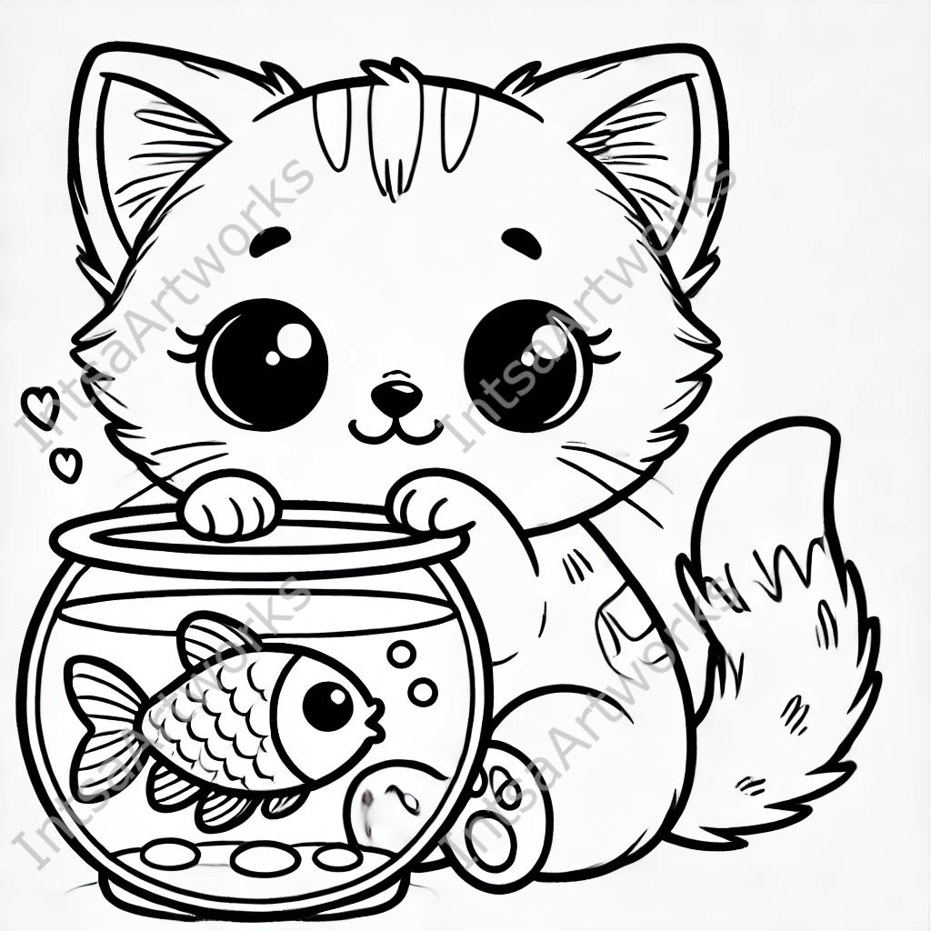 Cute Kitten Coloring Pages - 10 Printable Designs (PDF & PNG) - Etsy