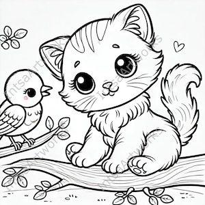 Cute Kitten Coloring Pages - 10 Printable Designs (PDF & PNG) image 6