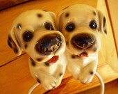 Dog TOWEL RACK Dalmatian Chalkware Plaster very cute vintage Kitchen kitsch