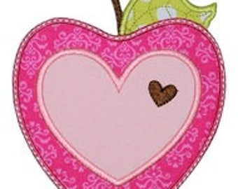 APPLE Iron On Patch Applique Machine Embroidered Iron On Applique Valentine