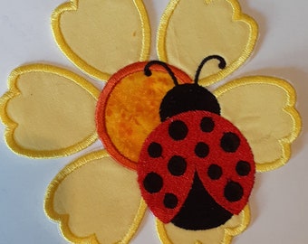 DIY Iron On Appliqué Patch - Ladybug on a Daisy