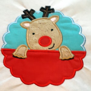 DIY Iron On Applique Patch Christmas Reindeer Rudolph