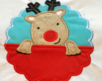 DIY Iron On Applique Patch Christmas Reindeer Rudolph