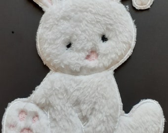 Fluffy Bunny (Fer sur) Applique, fer sur patch, fer sur BLANC