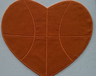 Iron On Basketball love heart Patch/ applique, Basketball Love embroidered applique patch