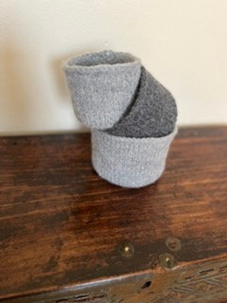 Felted Wool Nesting Bowls in Gray image 3