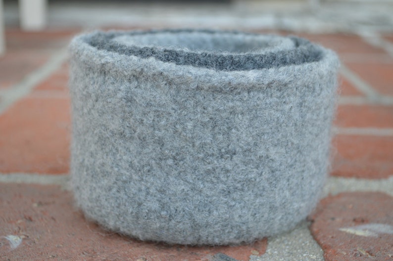 Felted Wool Nesting Bowls in Gray image 6