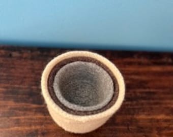 Felted Wool Nesting Bowls in Oatmeal, Chocolate, Light Grey