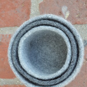 Felted Wool Nesting Bowls in Gray image 5