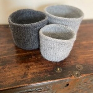 Felted Wool Nesting Bowls in Gray image 2