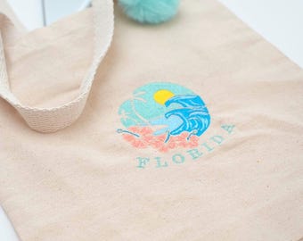 Geborduurde draagtas Florida / canvas draagtas / Florida cadeau / boekentas / trendy draagtas /