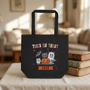 Sacola personalizada de Halloween, sacola personalizada para doces ou travessuras, sacola de Halloween para crianças, presente para professores, sacola para livros, sacola de compras, sacola para plantação de abóboras