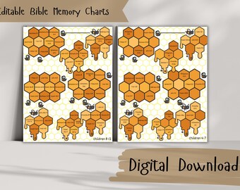 Kids Bible Memory Chart: Printable Honeycomb Template (Digital Download)