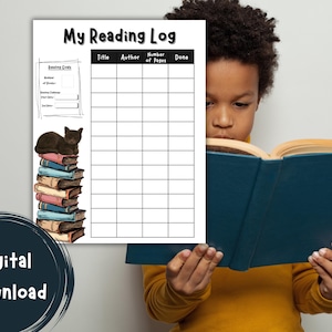 Kids Reading Log, Printable Reading Log, Kids Reading Tracker, Printable Reading Tracker for Kids, Digital Download