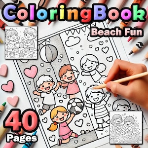 Coloring Book: Beach Fun – 40 Activities for Kids - Etsy