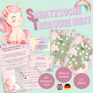 Treasure hunt children&#39;s birthday games scavenger hunt birthday unicorn treasure hunt puzzle unicorn party games treasure hunt template