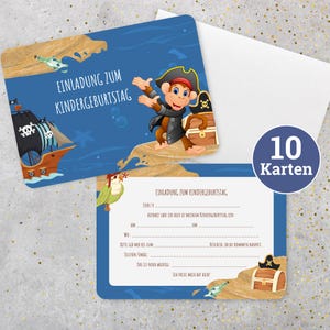 Set of 10 birthday invitations pirate invitation cards children's birthday card children's birthday cards