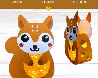 Herenear 3 Farolillos DIY De Animales – Zorro, Ardilla Y Mapache Con Luz LED, Perfectos Para Desfiles Y Fiestas