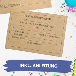 Bastelvorlage für eine Einladung zum Kindergeburtstag mit Traktor-Motiv. Die Rückseite kann einfach per Hand ausgefüllt werden