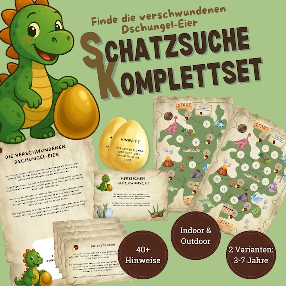 Schatzsuche Kindergeburtstag Spiele Schnitzeljagd Dino Party Dinosaurier Geburtstag Dino Schatzsuche Rätsel Partyspiele Dino Schatzsuche