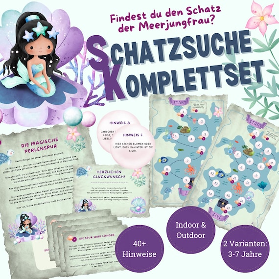 Schatzsuche Kindergeburtstag Spiele Schnitzeljagd Meerjungfrau Geburtstag Schatzsuche Rätsel Meerjungfrau Party Spiele Schatzsuche Vorlage