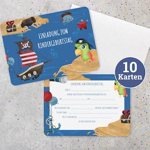 Set of 10 birthday invitations pirate invitation cards children's birthday card children's birthday cards
