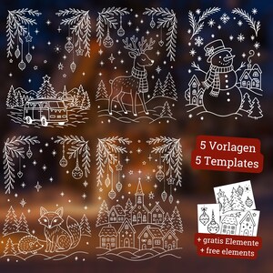 Chalk art bundle chalk art christmas window painting Christmas Village window art