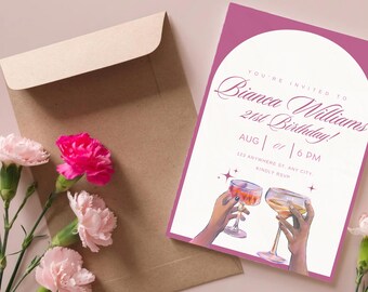 Editable 21st Birthday Party Invite, Instant Download (5x7")