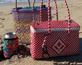 Morral Chuper Amigas - Handgewebte Strandtasche/ Lunch Bag mit Flaschenöffner