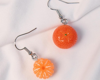 Orange Dangle Earrings, Vibrant Fruit Jewelry ,Gift for Her