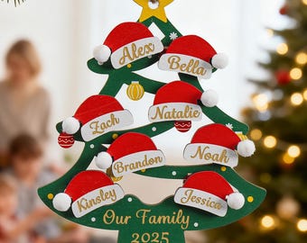 Personalized Family Tree Ornament, 2025 Family Christmas Tree Ornament, Family Name Ornament, Christmas Keepsake, Family Christmas Gifts
