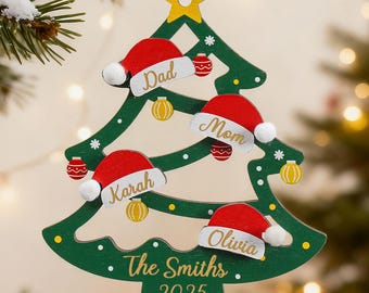 2025 Family Christmas Tree Ornament, Personalized Family Tree Ornament, Family Name Ornament, Christmas Keepsake, Family Christmas Gifts