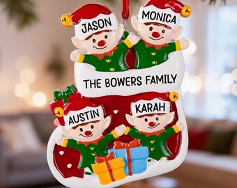Personalized Elf Family Christmas Ornament, Christmas Ornaments With Name, 2025 Family Christmas Ornament, Christmas Keepsake,Christmas Gift