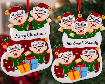 Personalized Christmas Ornaments With Name,2025 Family Christmas Ornament,Resin Elf Family Ornament,Christmas Keepsake,Family Christmas Gift