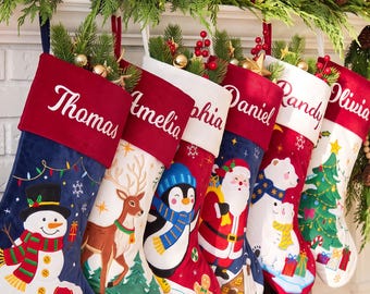 Personalized Applique 3D Christmas Stockings,2026 Embroidered Name Family Stocking,Christmas Gift
