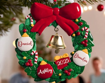 Personalized Christmas Ornament, 2025 Family Christmas Ornament, Christmas Ornaments With Name, Family Wreath Ornament, Christmas Gift