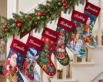 2026 Embroidered Christmas Stocking,Personalized Vintage Needlepoint Christmas Stockings,Christmas Gifts